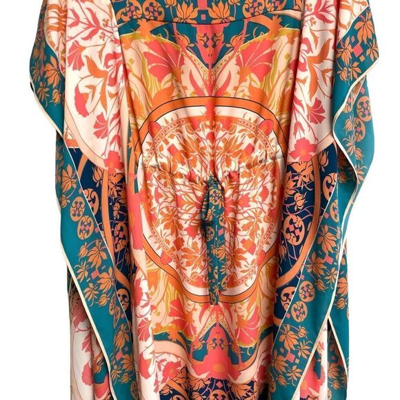 Bgbgmaxazria Iness Boho Kaftan Printed Mini Knee Length Dress Pink Blue XS - Picture 5 of 13